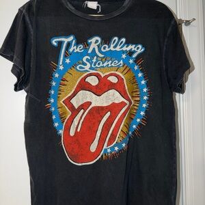 MadeWorn Charcoal Cotton T-Shirt Rolling Stones Tongue S